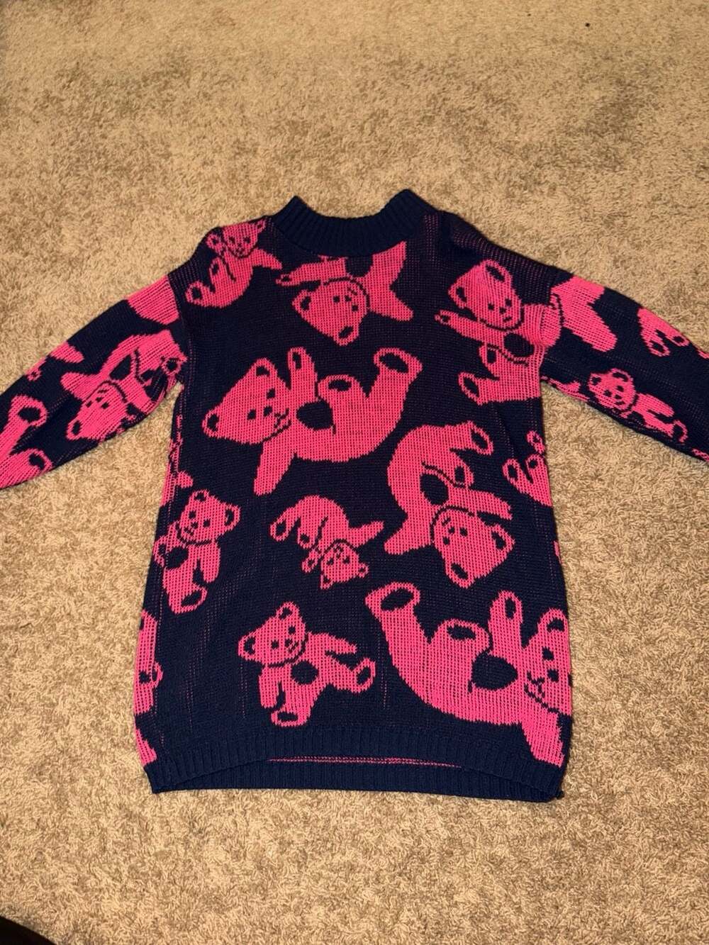 Vintage Private Eyes Adele Knit Teddy Bear Print Sweater